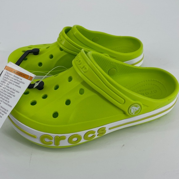 CROCS Other - Crocs BAYABAND CLOG Color: Lime Punch / White Roomy Fit J3 Kids